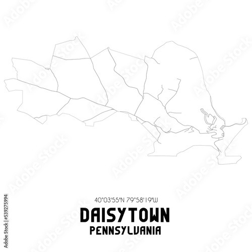 Daisytown Pennsylvania. US street map with black and white lines.