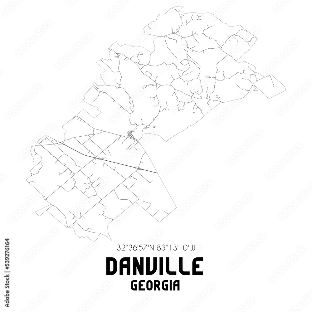 Danville Georgia. US street map with black and white lines.