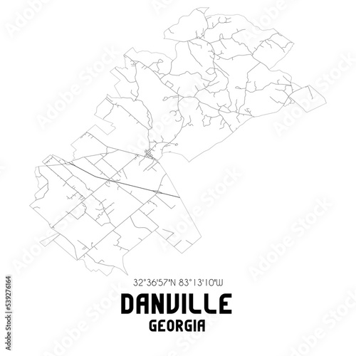 Danville Georgia. US street map with black and white lines.