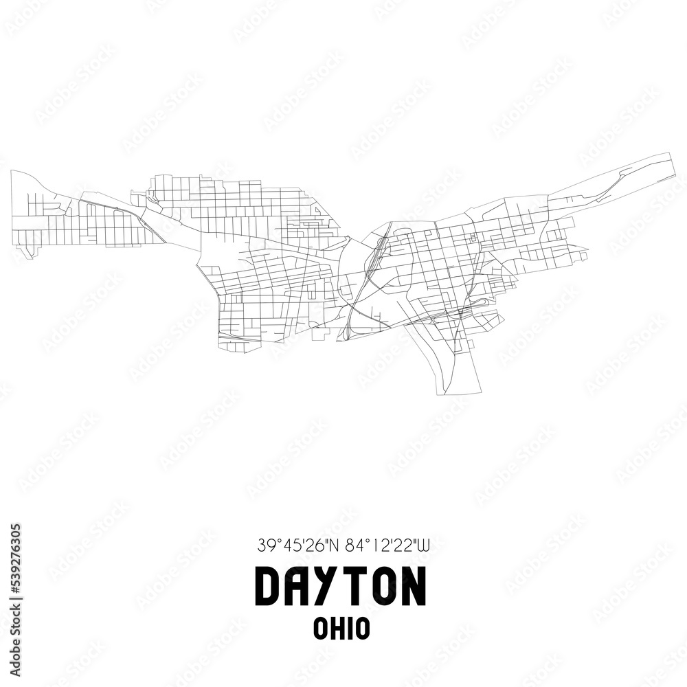 Dayton Ohio. US street map with black and white lines. Dayton Ohio. US street map with black and white lines.