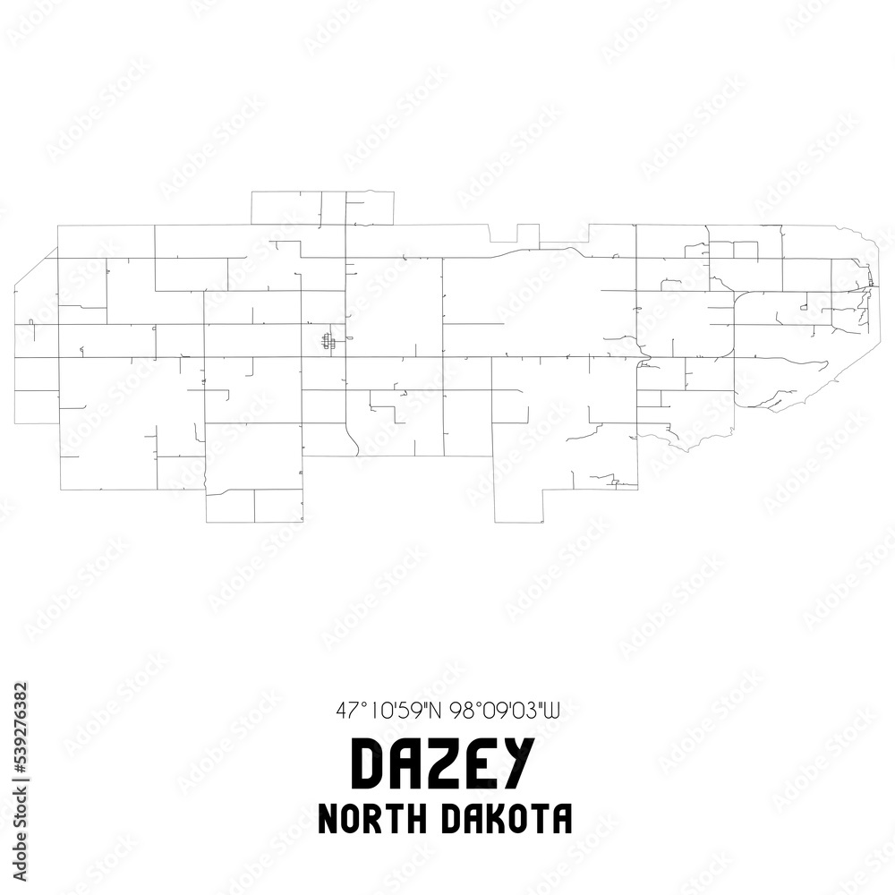 Dazey North Dakota. US street map with black and white lines. Dazey North Dakota. US street map with black and white lines.