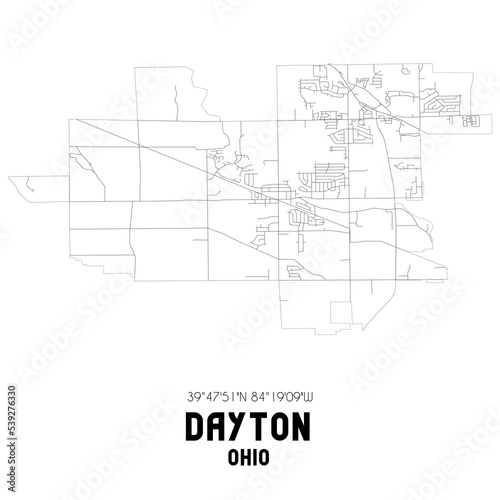 Dayton Ohio. US street map with black and white lines. photo