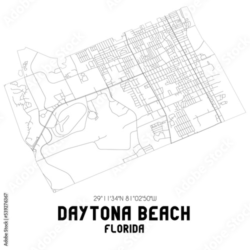 Daytona Beach Florida. US street map with black and white lines. photo