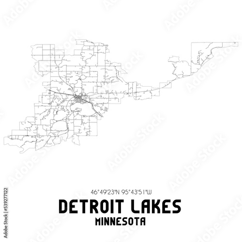Obraz na płótnie Detroit Lakes Minnesota. US street map with black and white lines. w salonie