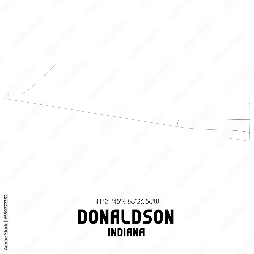Donaldson Indiana. US street map with black and white lines. Donaldson Indiana. US street map with black and white lines.
