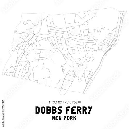 Dobbs Ferry New York. US street map with black and white lines.