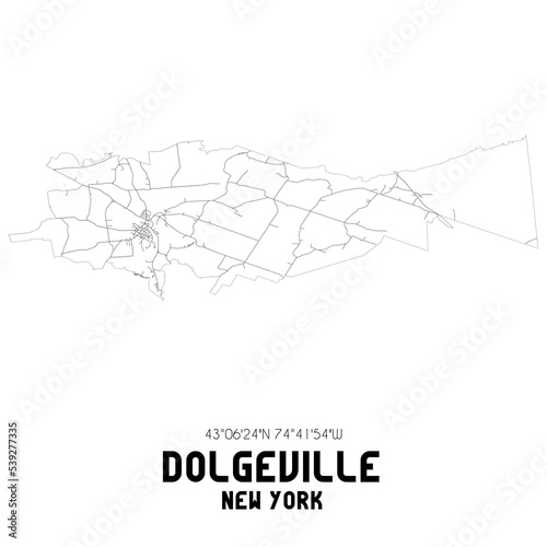Dolgeville New York. US street map with black and white lines.