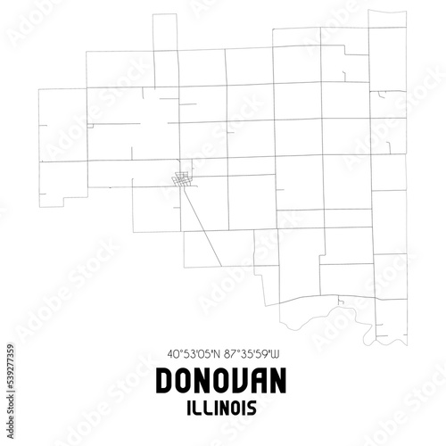 Donovan Illinois. US street map with black and white lines. photo