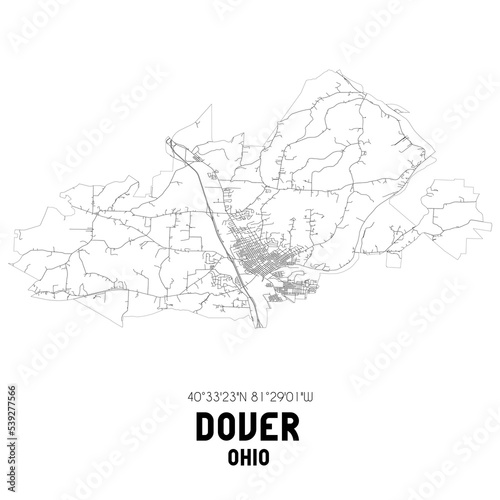 Obraz na płótnie Dover Ohio. US street map with black and white lines. w salonie