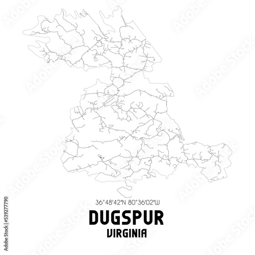 Dugspur Virginia. US street map with black and white lines. photo