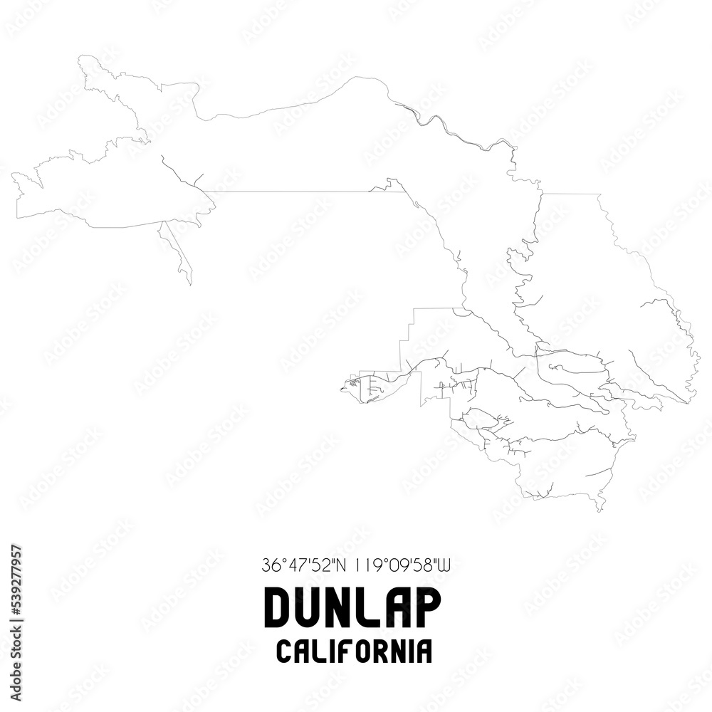 Dunlap California. US street map with black and white lines. Dunlap California. US street map with black and white lines.