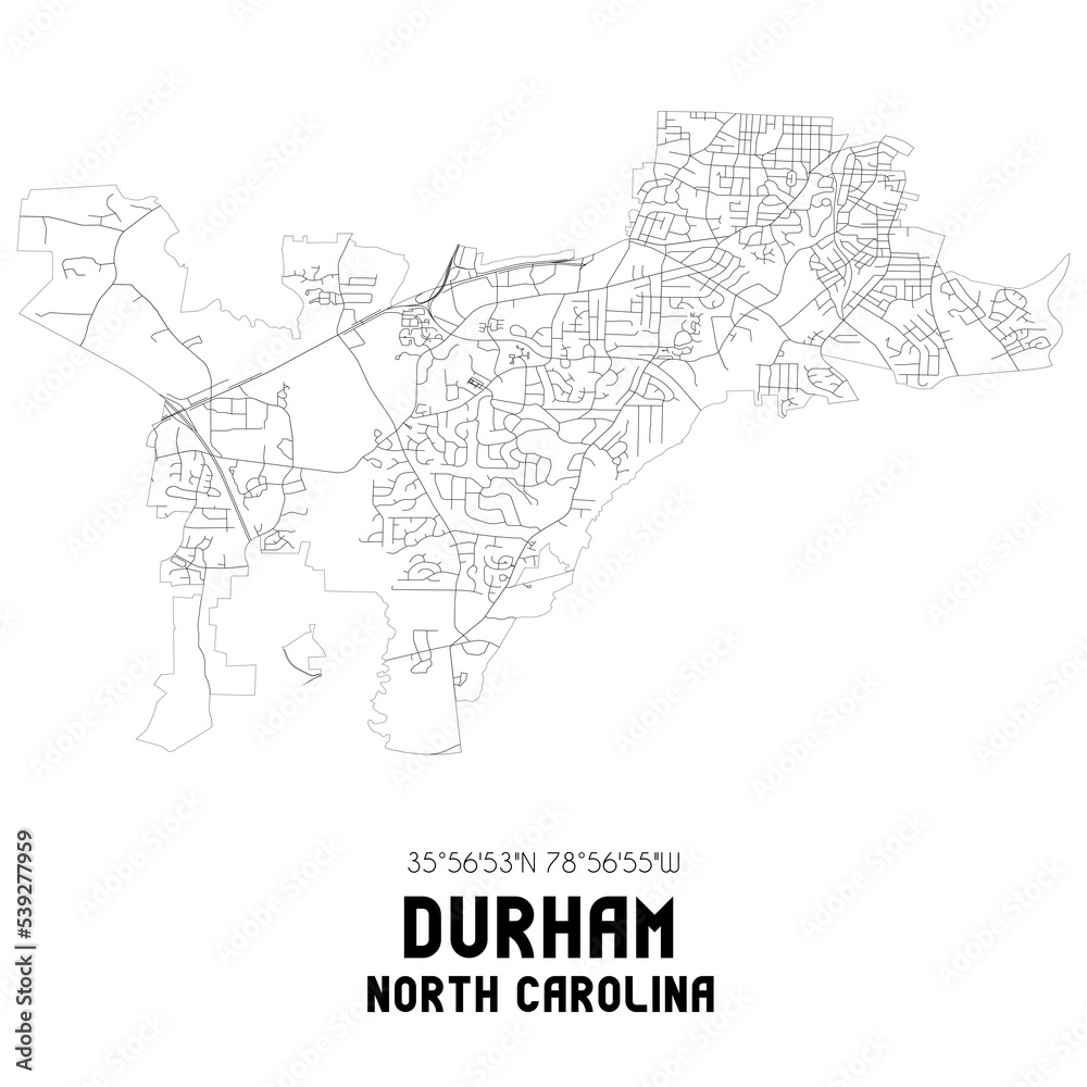 Durham North Carolina. US street map with black and white lines. Durham North Carolina. US street map with black and white lines.