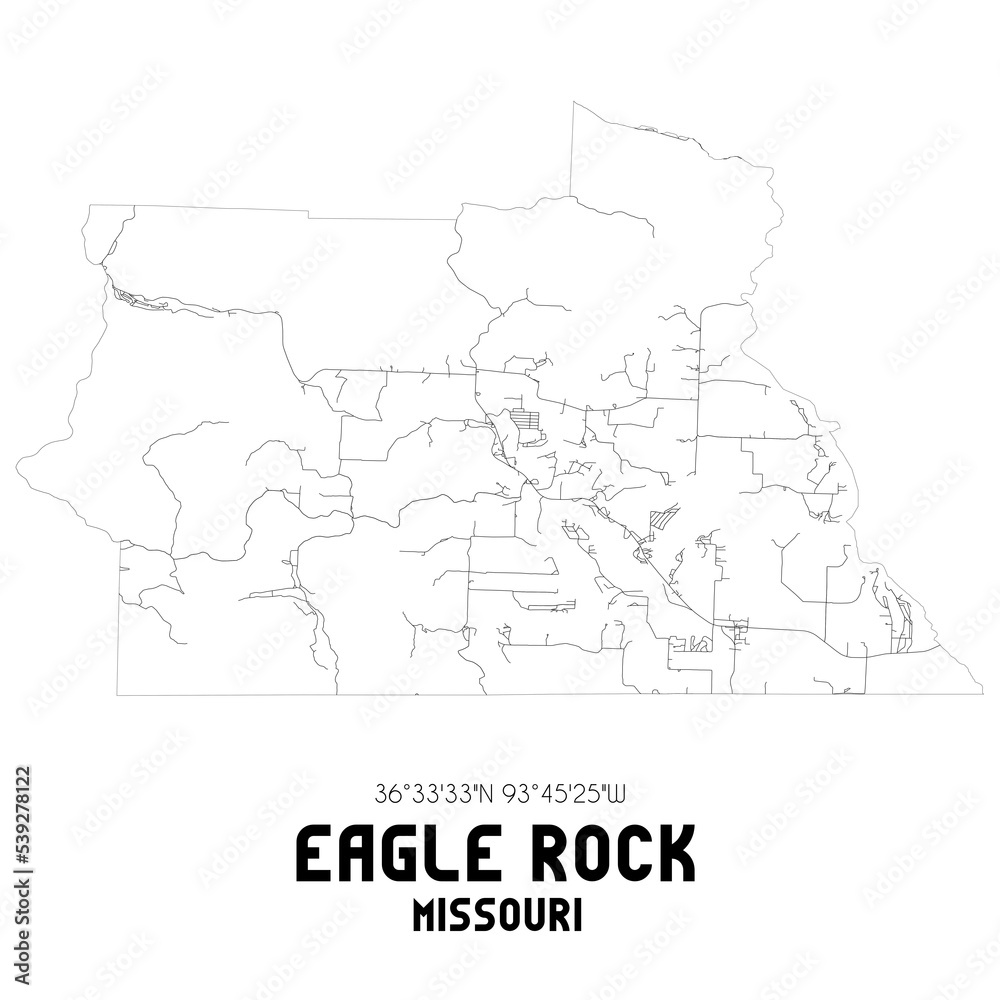 Eagle Rock Missouri. US street map with black and white lines.