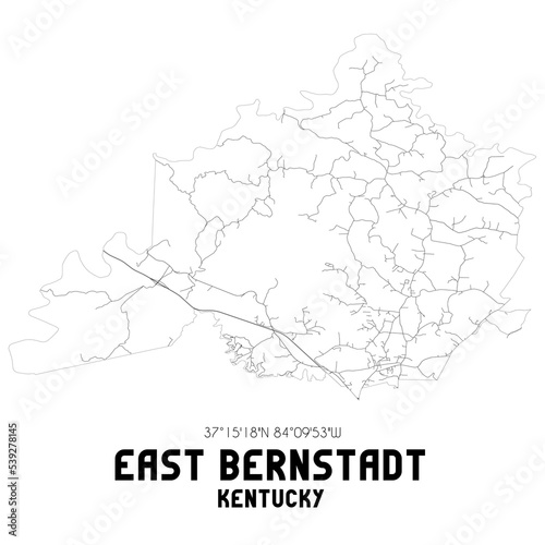 East Bernstadt Kentucky. US street map with black and white lines.