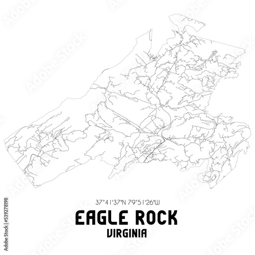 Eagle Rock Virginia. US street map with black and white lines.
