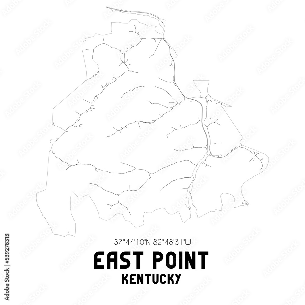 East Point Kentucky. US street map with black and white lines. East Point Kentucky. US street map with black and white lines.