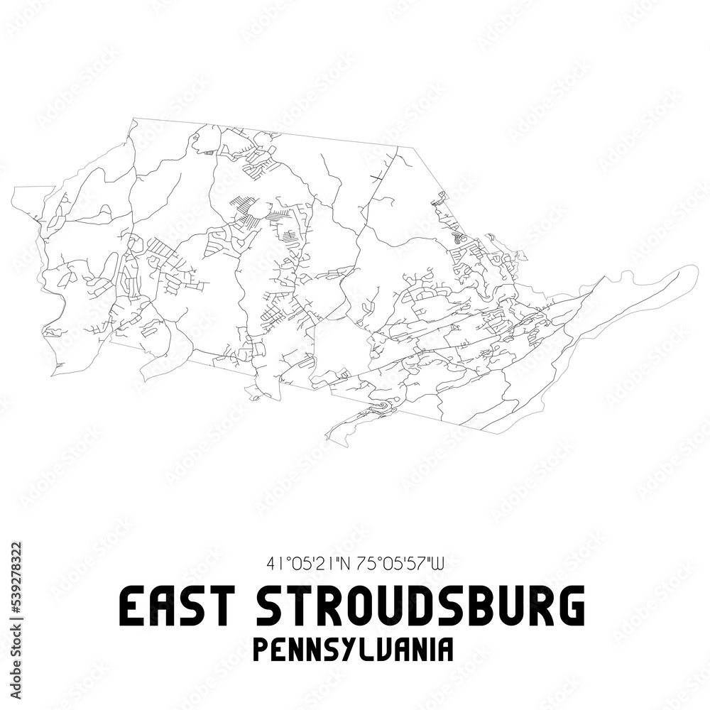 East Stroudsburg Pennsylvania. US street map with black and white lines. East Stroudsburg Pennsylvania. US street map with black and white lines.