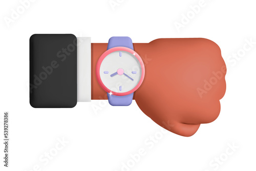 3d vector african american businessman hand with alarm watch or clock design illustration