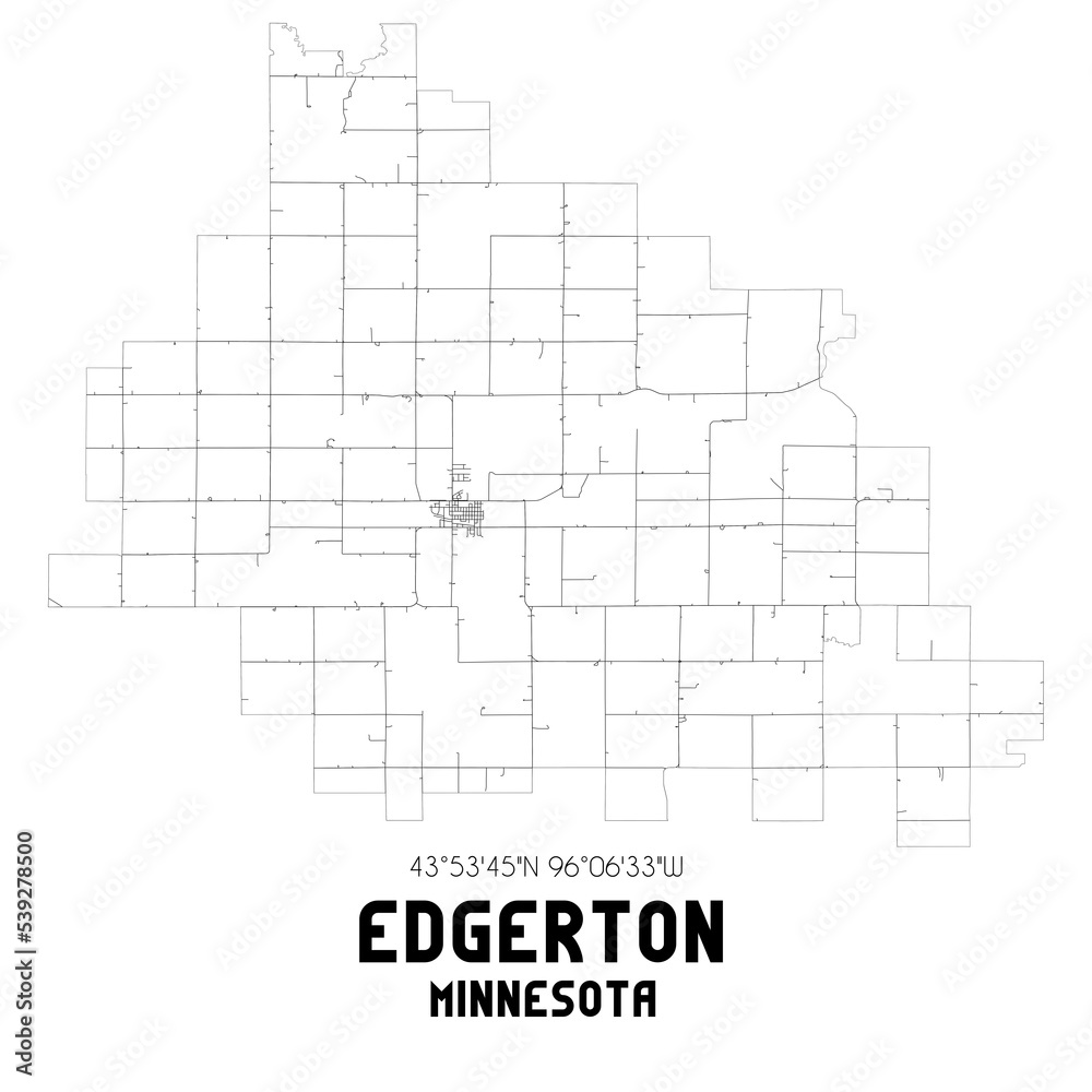 Edgerton Minnesota. US street map with black and white lines. Edgerton Minnesota. US street map with black and white lines.