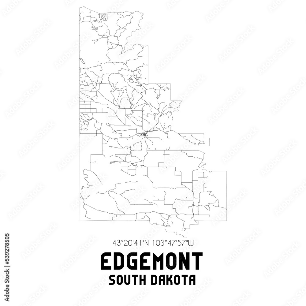 Edgemont South Dakota. US street map with black and white lines. Edgemont South Dakota. US street map with black and white lines.