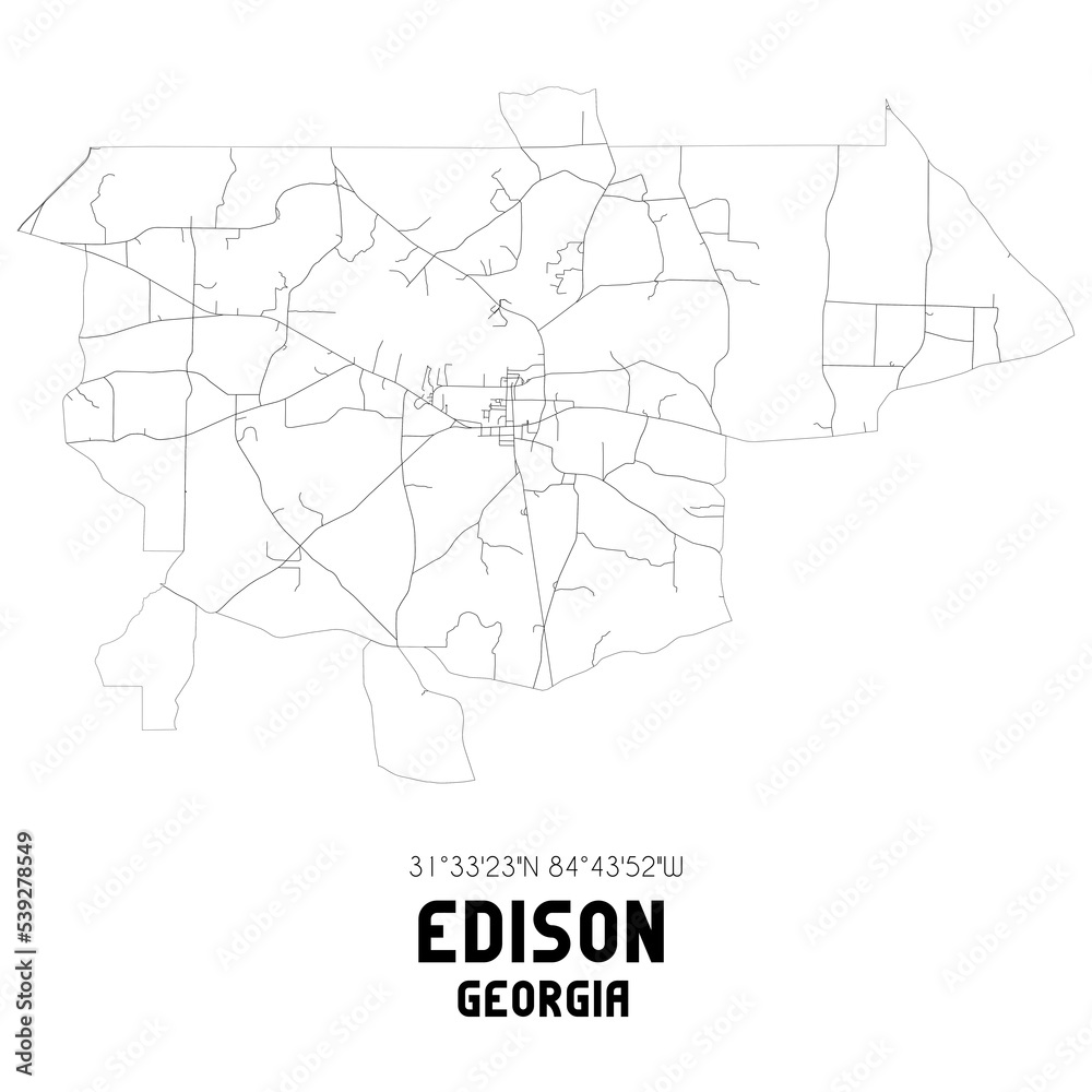 Edison Georgia. US street map with black and white lines. Edison Georgia. US street map with black and white lines.
