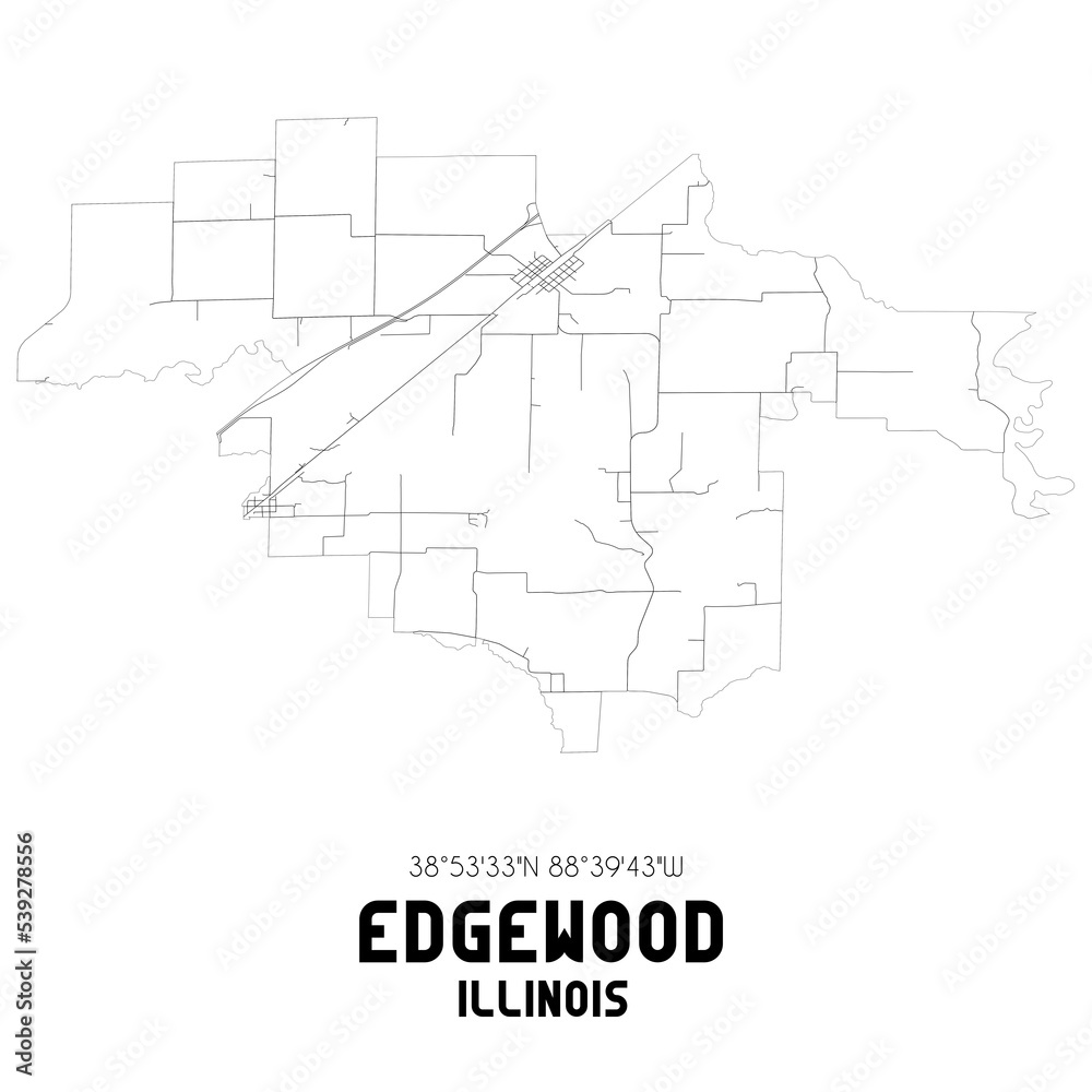 Edgewood Illinois. US street map with black and white lines.
