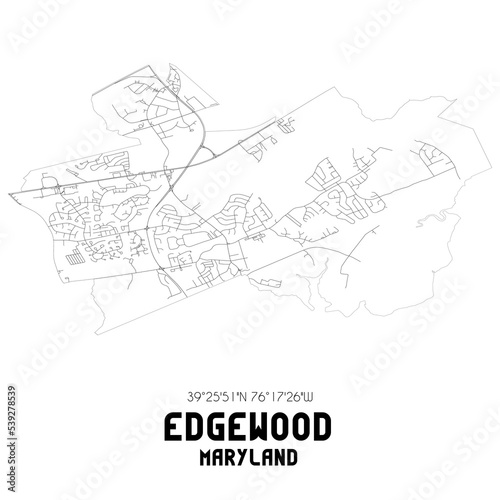Edgewood Maryland. US street map with black and white lines.