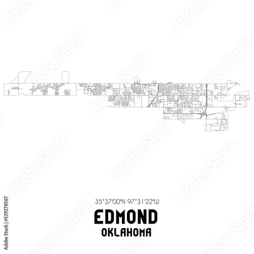 Edmond Oklahoma. US street map with black and white lines. photo