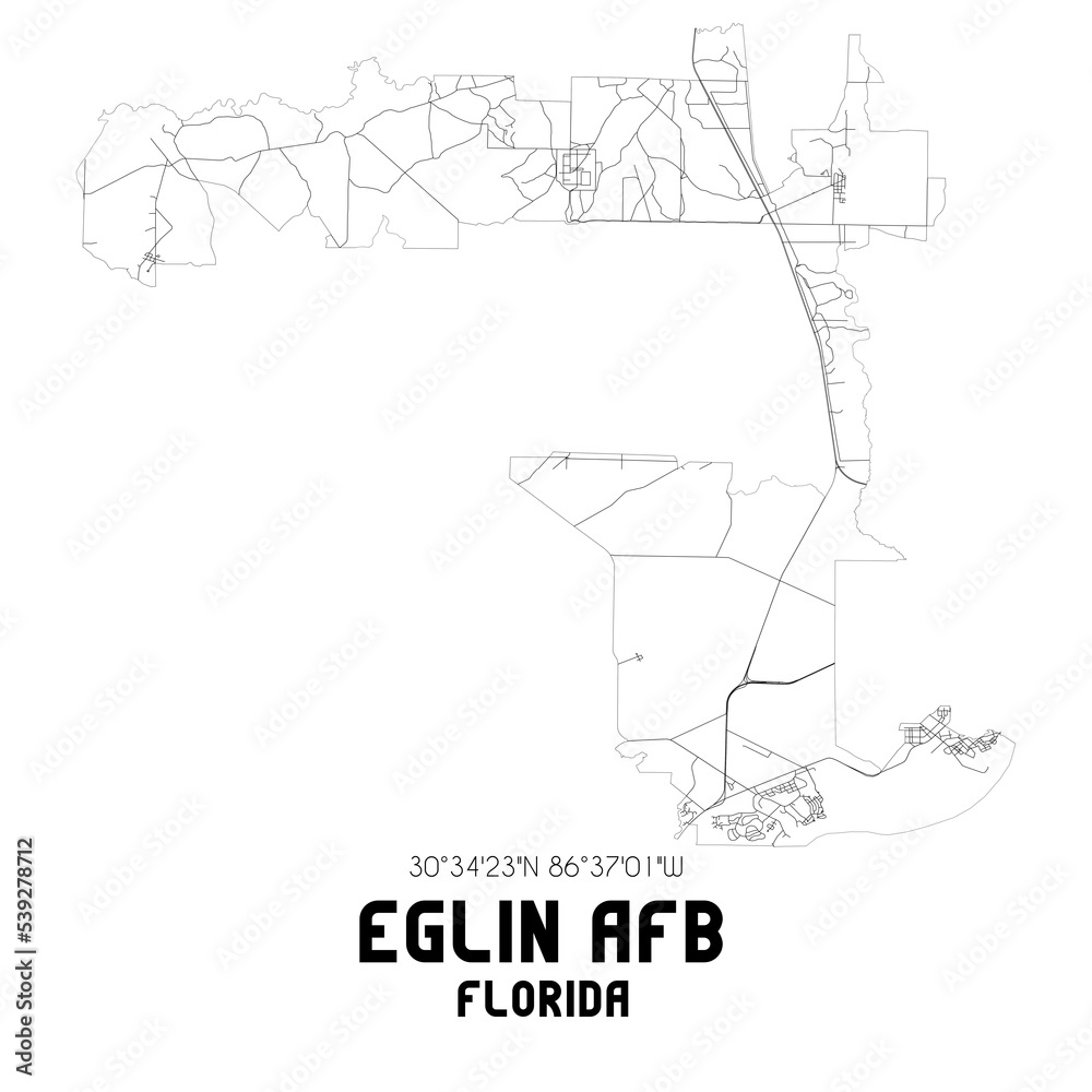 Eglin Afb Florida. US street map with black and white lines. Stock Illustration Adobe Stock