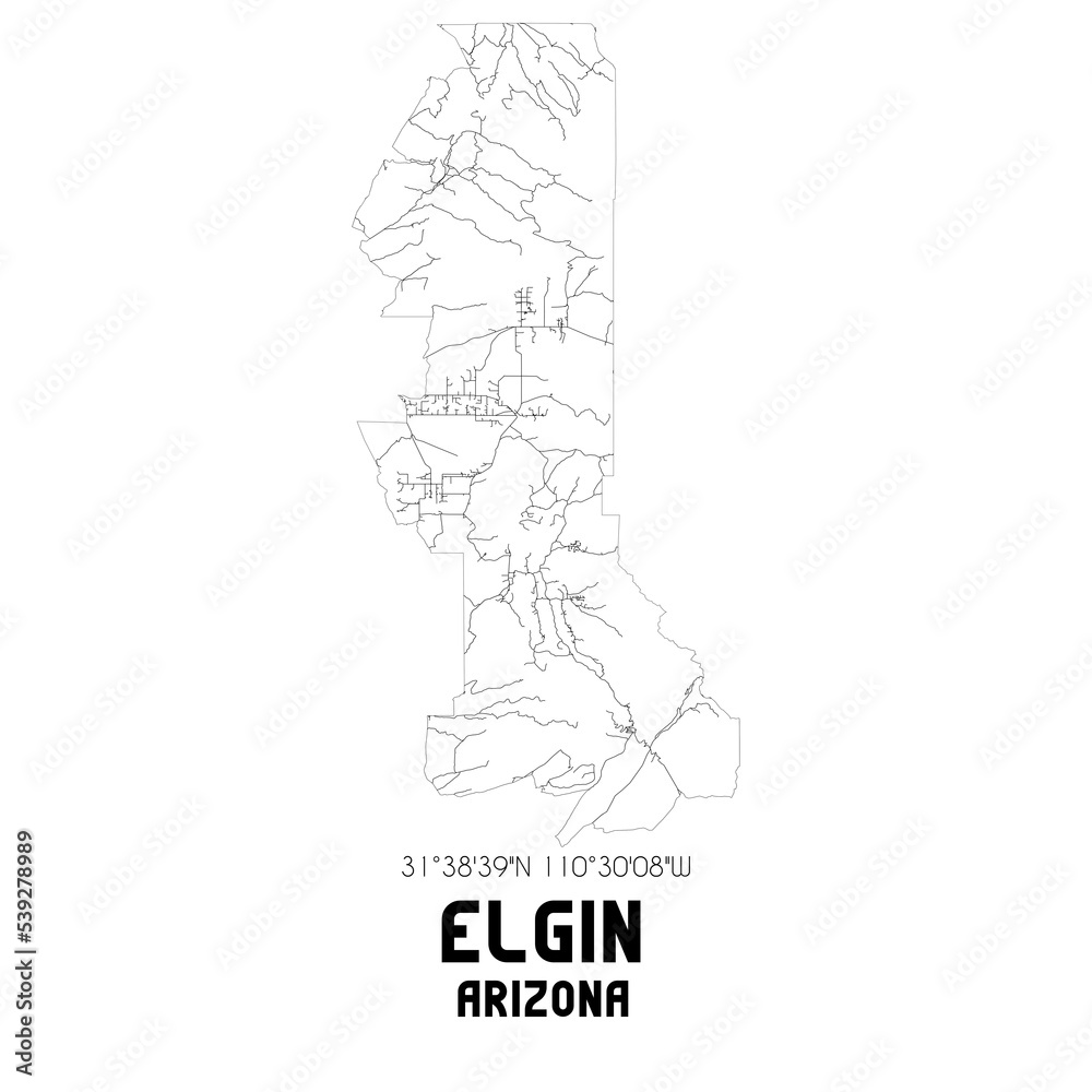 Fototapeta Elgin Arizona. US street map with black and white lines.