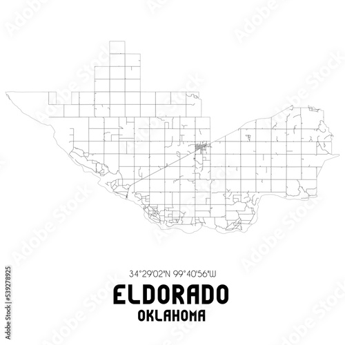 Eldorado Oklahoma. US street map with black and white lines.