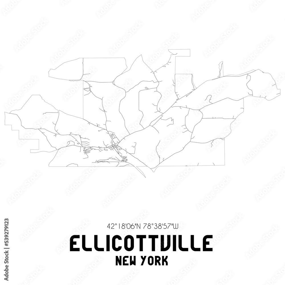 Fototapeta mapa świata dla dzieci Ellicottville New York. US street map