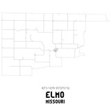 Elmo Missouri. US street map with black and white lines.