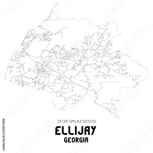 Obraz na płótnie Ellijay Georgia. US street map with black and white lines. w salonie