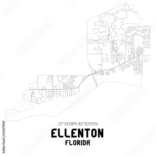 Ellenton Florida. US street map with black and white lines. photo