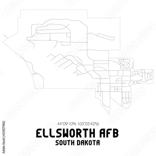 Ellsworth Afb South Dakota. US street map with black and white lines. photo