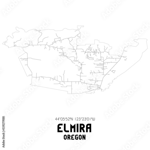 Elmira Oregon. US street map with black and white lines.