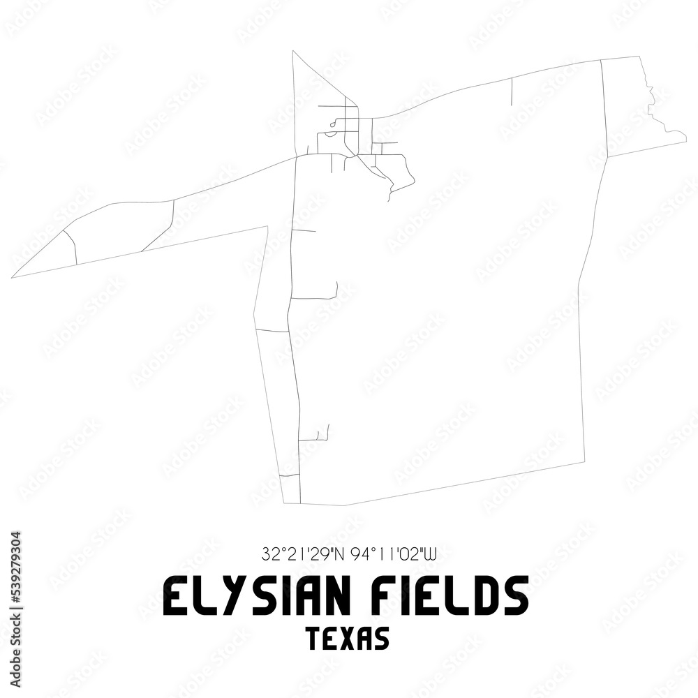 Elysian Fields Texas. US street map with black and white lines. Elysian Fields Texas. US street map with black and white lines.