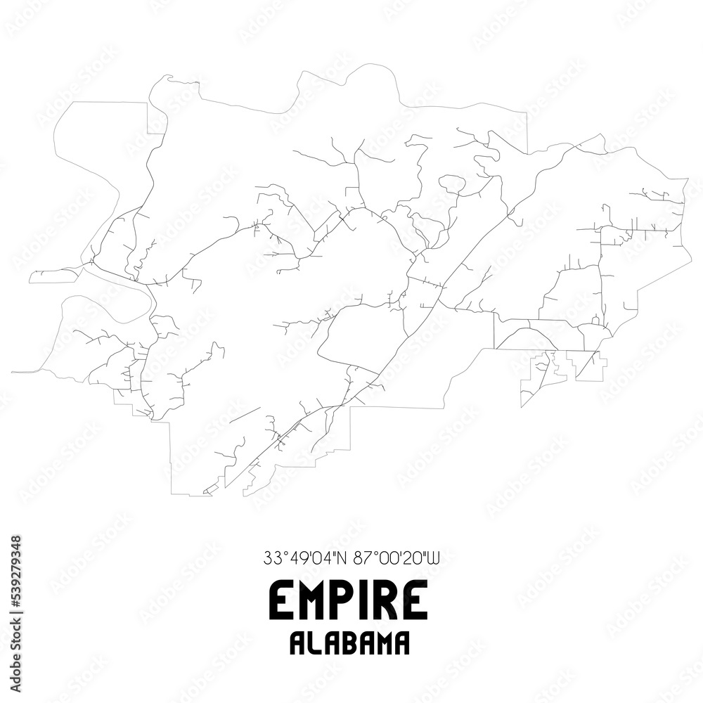 Empire Alabama. US street map with black and white lines.