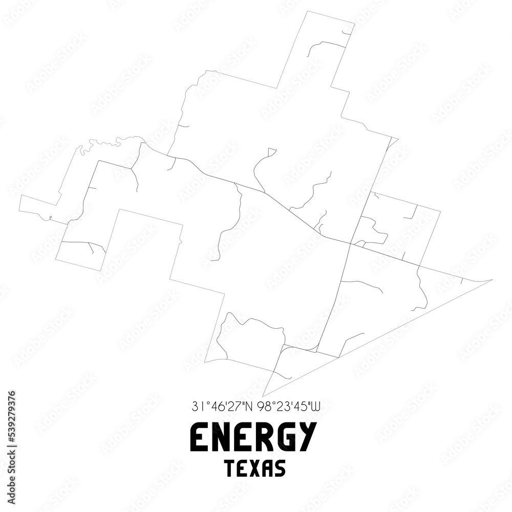 Energy Texas. US street map with black and white lines.