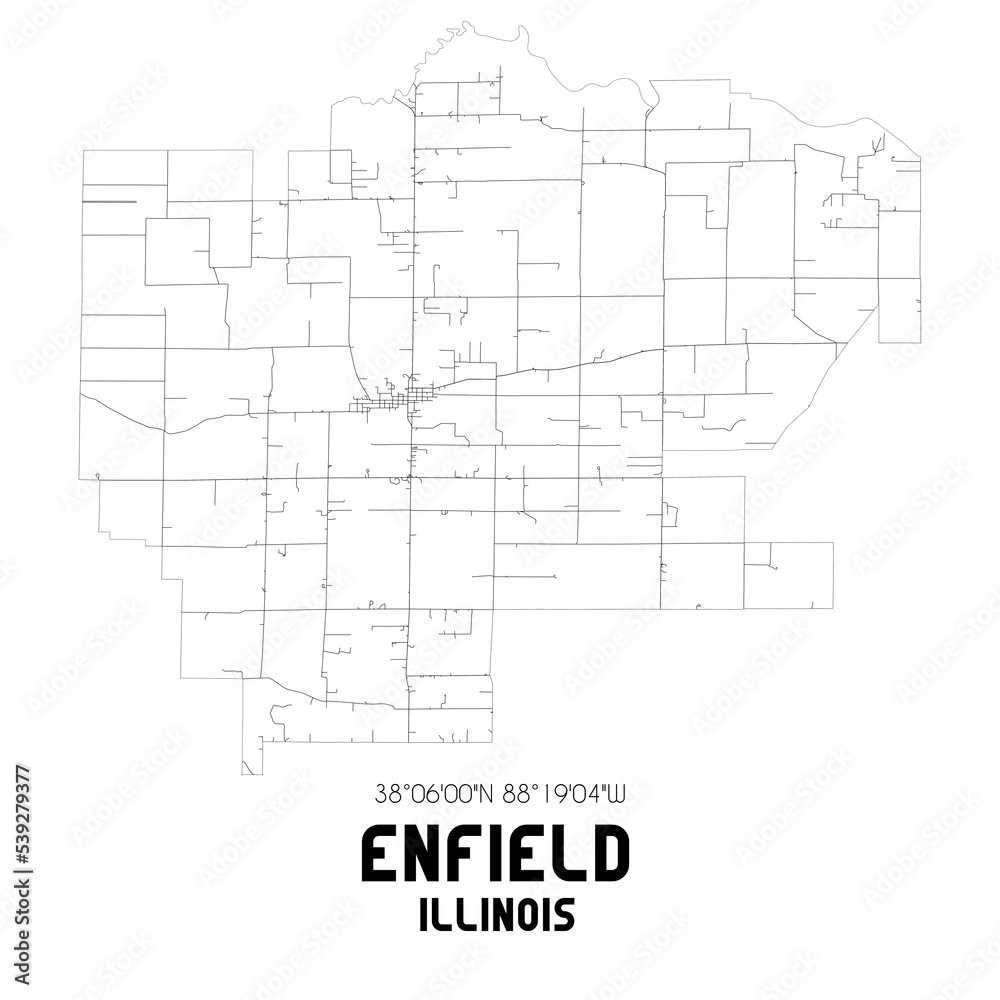 Enfield Illinois. US street map with black and white lines. Enfield Illinois. US street map with black and white lines.