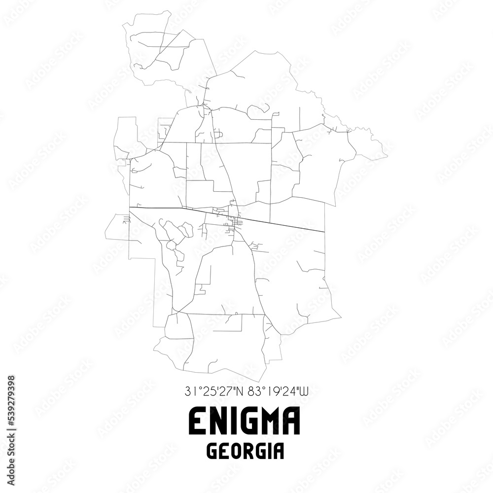 Enigma Georgia. US street map with black and white lines.