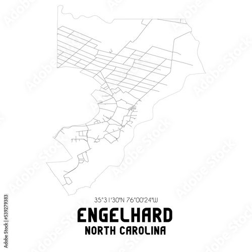 Engelhard North Carolina. US street map with black and white lines.