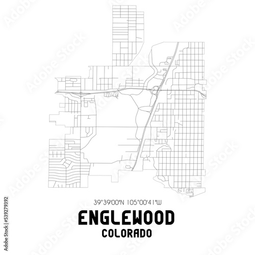 Englewood Colorado. US street map with black and white lines. photo