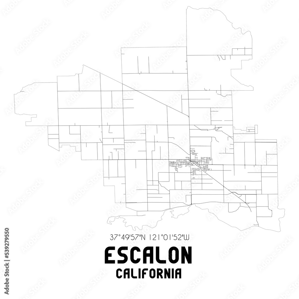Escalon California. US street map with black and white lines. Stock