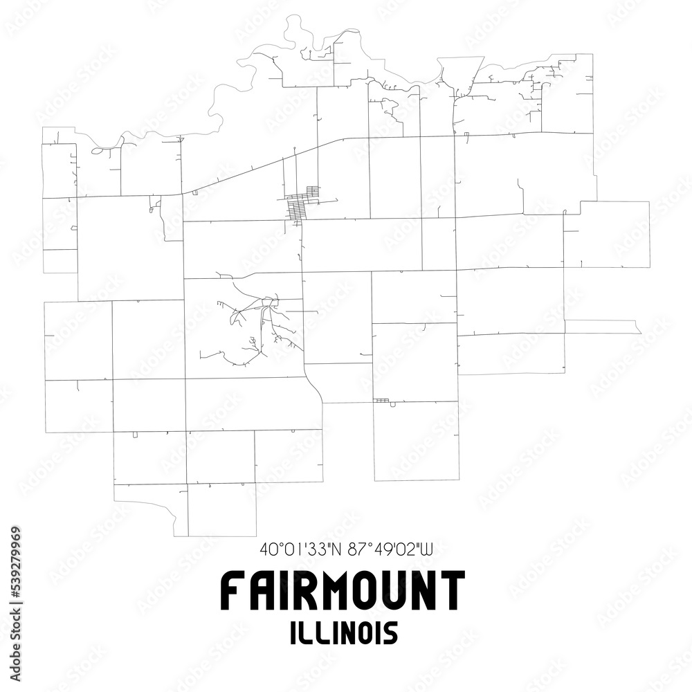 Fairmount Illinois. US street map with black and white lines.