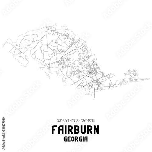 Fairburn Georgia. US street map with black and white lines.