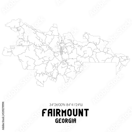 Fairmount Georgia. US street map with black and white lines.