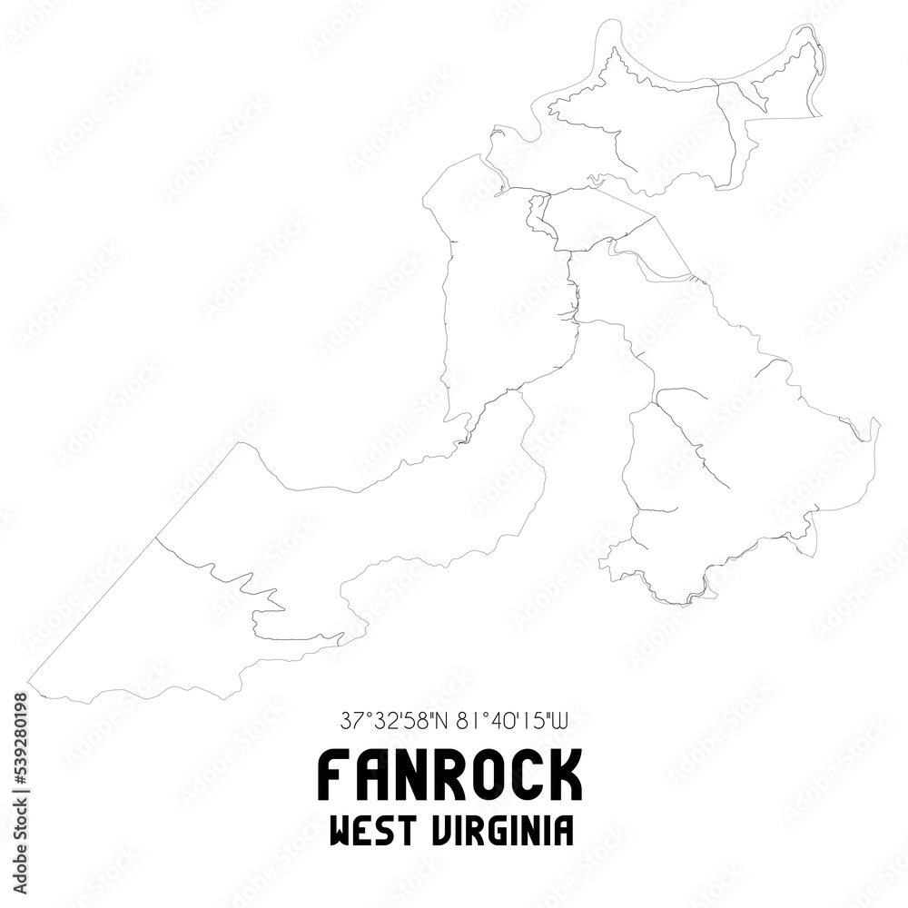 Fanrock West Virginia. US street map with black and white lines. Fanrock West Virginia. US street map with black and white lines.