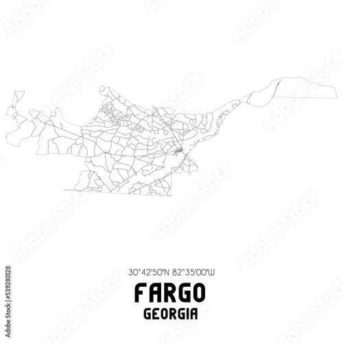 Fargo Georgia. US street map with black and white lines. photo